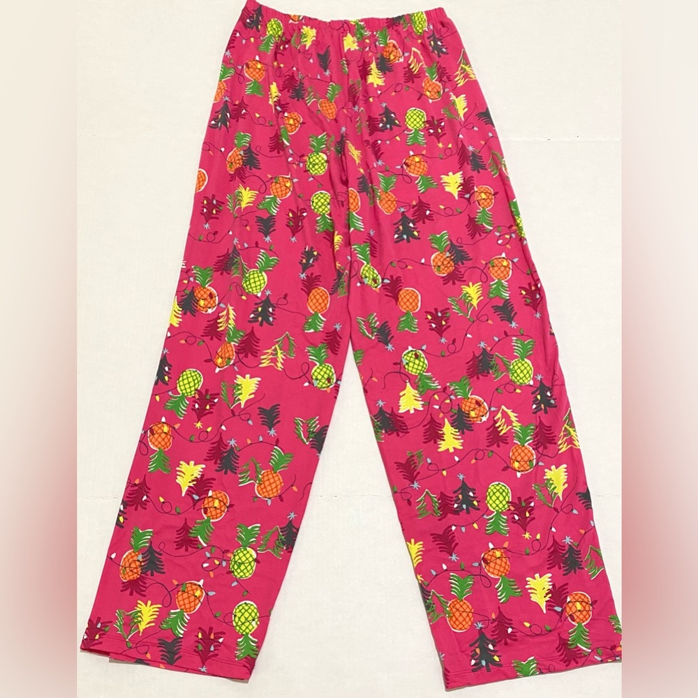 HUE Womens M Pink Green Pineapple Pine Joy Jersey Knit Pajama Set Loungwear - Picture 6 of 16